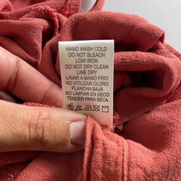 Becool Brown Wide Leg Jumpsuit - V-Neck Tie Waist - Size Large - Picture 7 of 8